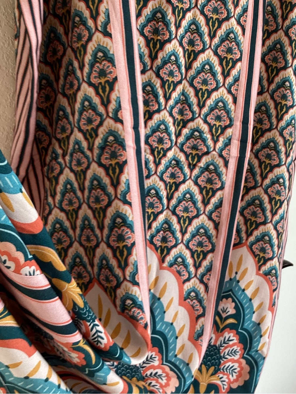 Anthropologie Kaftan Conditions Apply V-Neck Dress New Pink Pattern One Size - Picture 11 of 15